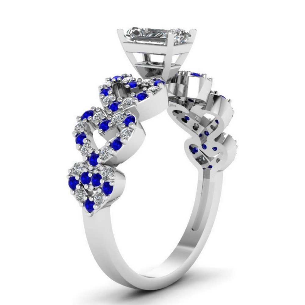 Princess Cut 2.95ct White Sapphire 925 Silver Ring - Picture 3 of 4